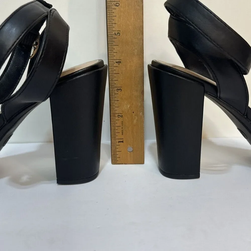 A New Day Women's Black Block 4” Heel Ankle Strap Sandals Size 9 M
